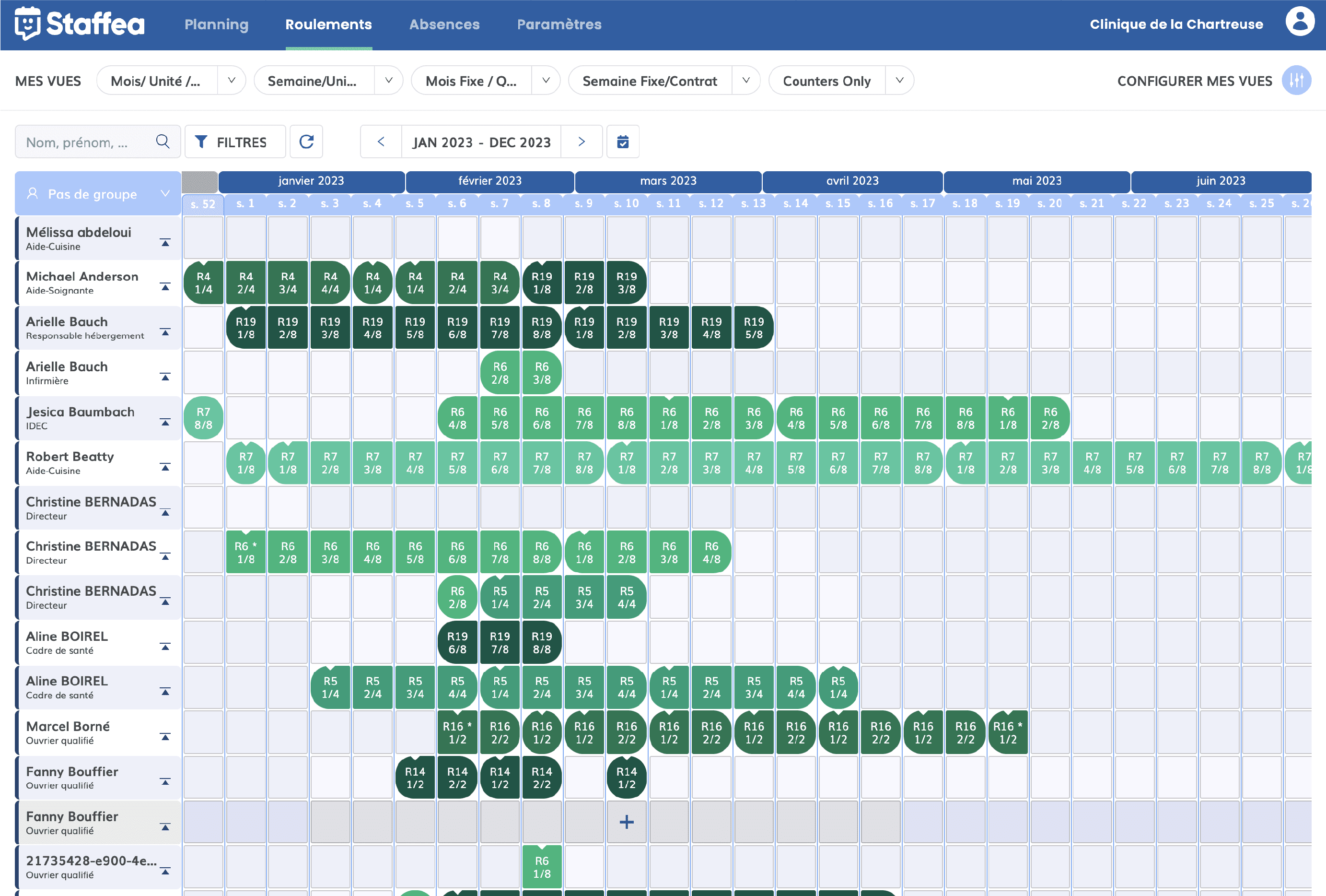 Staffea, application web écran d'automatisation des plannings